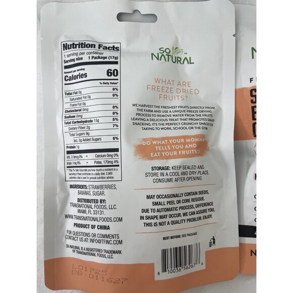 So Natural Freeze Dried Fruit Strawberry Banana Crisps Gluten-Free (Pack of 2) - Picture 3 of 3